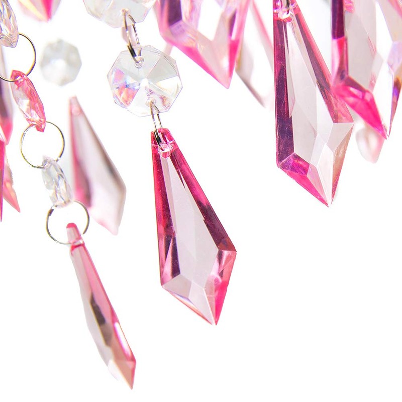 Modern Waterfall Design Easy Fit Pendant Shade with Clear/Pink Acrylic