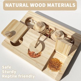 FlidRunest Bearded Dragon Feeder Puzzle, Wooden Lizard Feeding Box, Reptile Interactive Enrichment Food Feeder Training Treat Dispenser for Lizard Bearded Dragon Frog Hamster