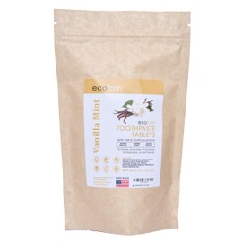 Ecofam Toothpaste Tablets – Vanilla Mint | Chewable Toothpaste Tablets for Fresh Breath | Fluoride Free | Nano Hydroxyapatite Toothpaste | 350-Count Refill Bag