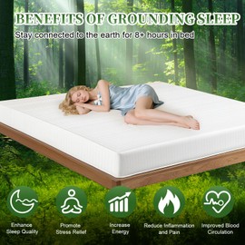 WingFly Grounding Bed Sheet Double Size, Grounding Mat Earthing UK, Grounding Fitted Sheet with 10% Silver Fiber 90% Organic Cotton, Natural Wellness & Healthy Earth Energy Mat (135x190cm)