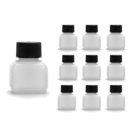 Octopus 10 x 30 ml Kunststoffflaschen, HDPE Plastikflaschen mit schwarzen Schraubverschlüssen, Leerflaschen mit schwarzen Schraubdeckeln, Vierkantflaschen inkl. 10 Beschriftungsetiketten