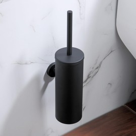 Wall-Mounted Toilet Brush Holder Set (Black)