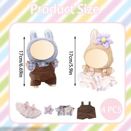 4 Pcs 17cm Doll Outfits, 2 Sets of Fashionable Monster Doll Dress Accessories, Compatible with 17cm Doll and Doll Monster, Perfect for Indoor and Outdoor Play