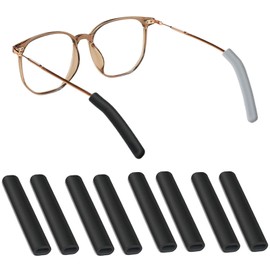 Silicone Glasses Ear Cushion,Anti Slip Ear Grip, Eyeglass Cushions for Pain, Temple Sleeves Tips Ear Pads, 4 Pairs,Black