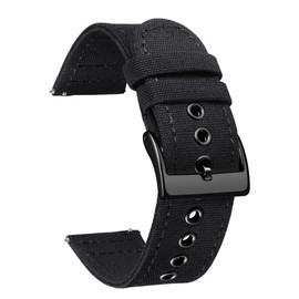 BINLUN Canvas Watch Band with Quick Release, Fabric Strap, Available in 18mm, 20mm, 22mm, and 24mm, Breathable Watch Band, Replacement Strap, Compatible with Smartwatches, Unisex, 7 Colors, Includes