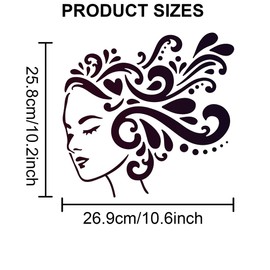 MAYJOYDIY Template for Curly Women 30×30cm Lady Line Art Face Stencil with Brush for Painting on Wood, Canvas, Paper, Fabric, Floor, Wall