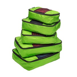 TravelWise Luggage Packing Organization Cubes 5 Pack, Lime, 1 Small, 2 Medium, 2 Large