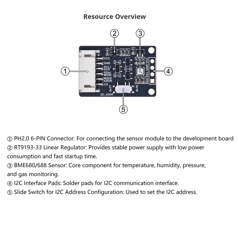 WatangTech BME688 Environmental Sensor, AI-Enhanced, Monitors Temperature, Humidity, Pressure &