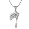 Sterling Silver Cubic Zirconia Number 7 Necklace Micro Pave 3/4