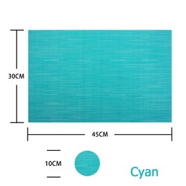 BECHEN Vinyl Placemats and Coasters,Washable Table Mats Easy to Clean Woven Placemats for Dining Table Set of 4(Cyan Blue)