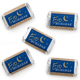 Big Dot of Happiness Ramadan - Mini Candy Bar Wrapper Stickers - Eid Mubarak Small Favors - 40 Count