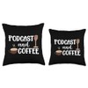 Podcast And Coffee Microphone Podcast Throw Pillow