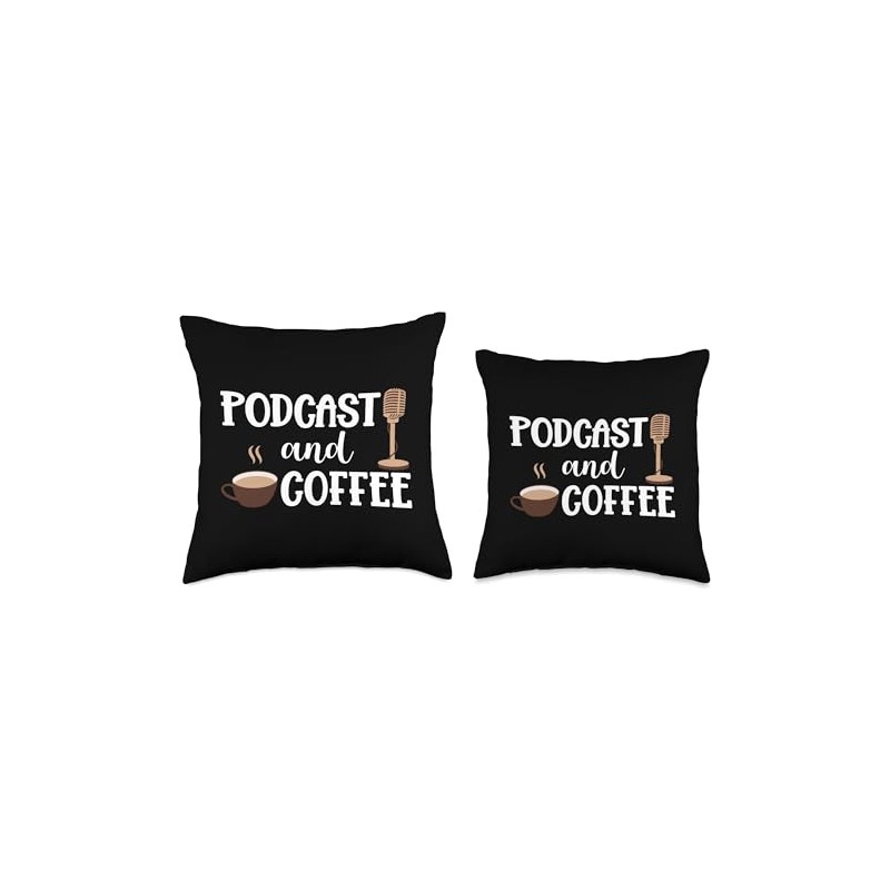 Podcast And Coffee Microphone Podcast Throw Pillow