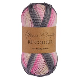 Utopia Crafts Re-Colour Knitting & Crochet Yarn 100g (Grey Blossom)