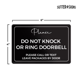 Please Do Not Knock or Ring Doorbell Sign, Durable ABS Plastic with Full Adhesive Backing, Do Not Disturb Sign for Home, Office Door 4x6"