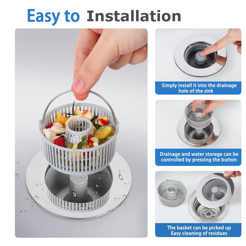 Minicoco Kitchen Sink Plug 3 in 1 Kitchen Sink Strainer