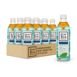 Teas' Tea Unsweetened Mint Green Tea 16.9 Fl Oz (Pack of 12) Organic, Sugar Free, Zero calorie