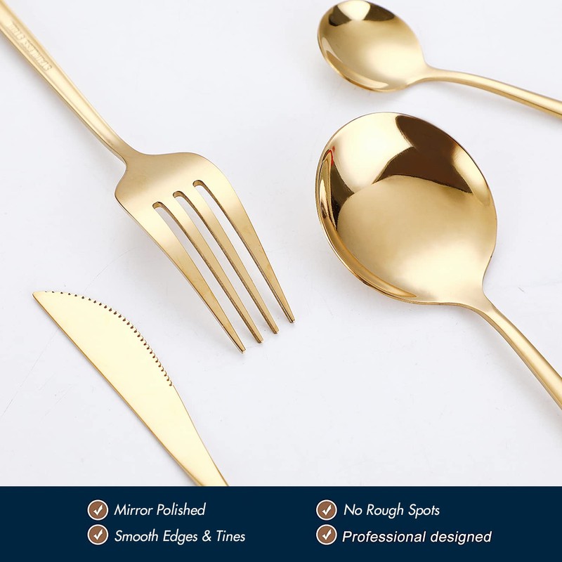 24-Piece Gold Silverware Set Gold Flatware Set for 6, Gold