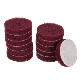 sourcing map 12pcs Scrubber Scouring Pads 400 Grits 2 Inch Drill Power Brush Hoop and Loop Surface Conditioning Disc Drill Scuffing Disc Scrub Pads for Home Kitchen Cleaning, Red