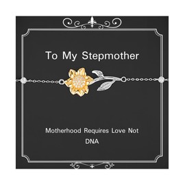 Sarcasm Stepmother Gifts, Motherhood Requires Love Not DNA, Stepmother Sunflower Bracelet From Son, Gifts For Mother