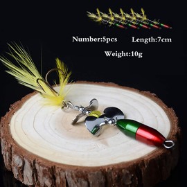 LPATTERN 5 Pieces Fishing Spoons for Trout Bass Pike Bait Set Fishing Lure Metal Rotating Spoon Metal Trout Pike Peach Predator Fish
