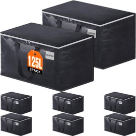 Fabspace Moving Bags Heavy Duty with Strong Zippers and Handles Collapsible Moving Supplies, Storage Totes for Packing & Moving Storing 125L 8Pack