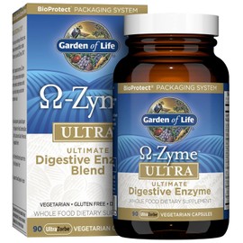 Garden of Life Omega Zyme Ultra, Poderosa Mezcla de Enzimas Digestivas que promueven una Digestin Saludable, Hinchazn y Gases, 90 cpsulas vegetarianas