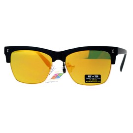 PASTL Flat Lens Sunglasses Retro Design Square Frame Unisex Matte Black, Orange Mirror