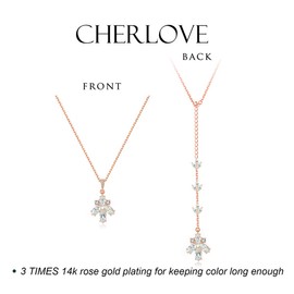CherLove Sterling Silver Backdrop Wedding Bridal Necklace, 14k Gold Plated S925 Brides Bridesmaids Back Necklace for Backless Dress Prom Jewelry