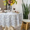 GLORY SEASON Rustic Tablecloth Classic Plant Leaf Printed Linen Fabric