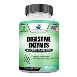 American Standard Supplements Digestive Enzymes Plus Probiotics & Prebiotics, 120 Veggie Capsules