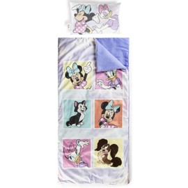 Jay Franco Kids Slumber Bag and Pillow - 54 x 27 Inch Comfy Indoor Sleeping Bag for School and Sleepovers, 2 Piece Set, Purple - Minnie Mouse