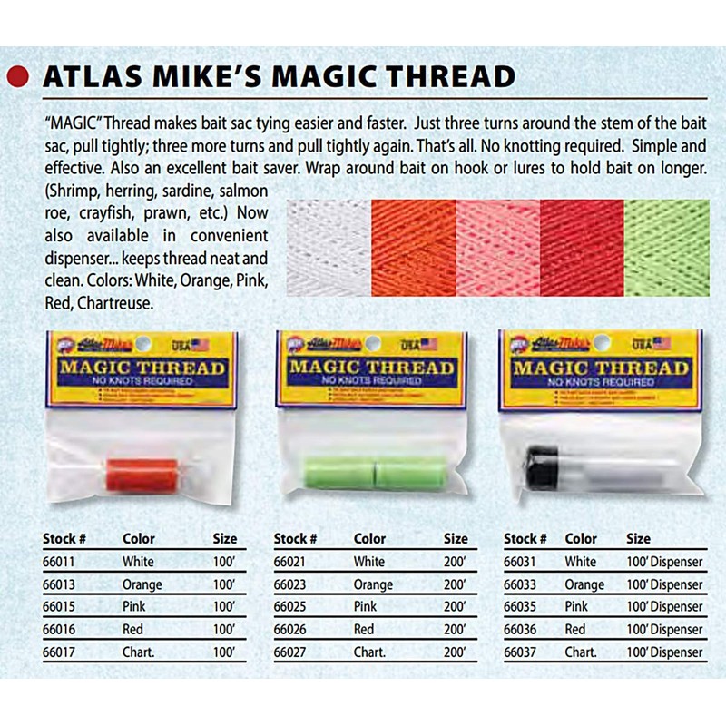 ATLAS MIKE'S Magic Thread with Dispenser - Professional Strength Fishing