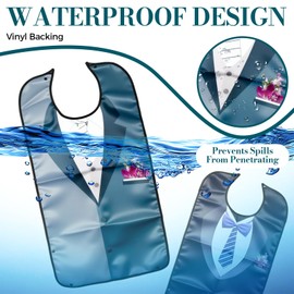 tlidfgeo 3 Pack Adult Bibs, Adult Bibs for Elderly Washable, Waterproof and Reusable Adult Bib with Crumb Catcher, adult bibs for women for Adult, Elderly and Disabled