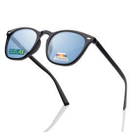 Epavouos Polarized Sunglasses, Auto Dimming Lens, Color Changing UV400 Protection, Ultra Lightweight, For Sports/Driving, Unisex, Black+Blue