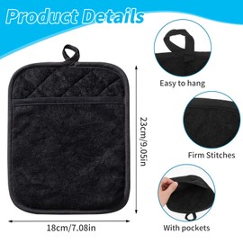 Set of 2 Pot Holder Gloves, Pot Holder Black, Kitchen Oven Gloves Accessories, Cotton Cooking Gloves, Heat Resistant, Household Items, Pot Holder Set, Kitchen Supplies, Oven Gloves & Oven Gloves