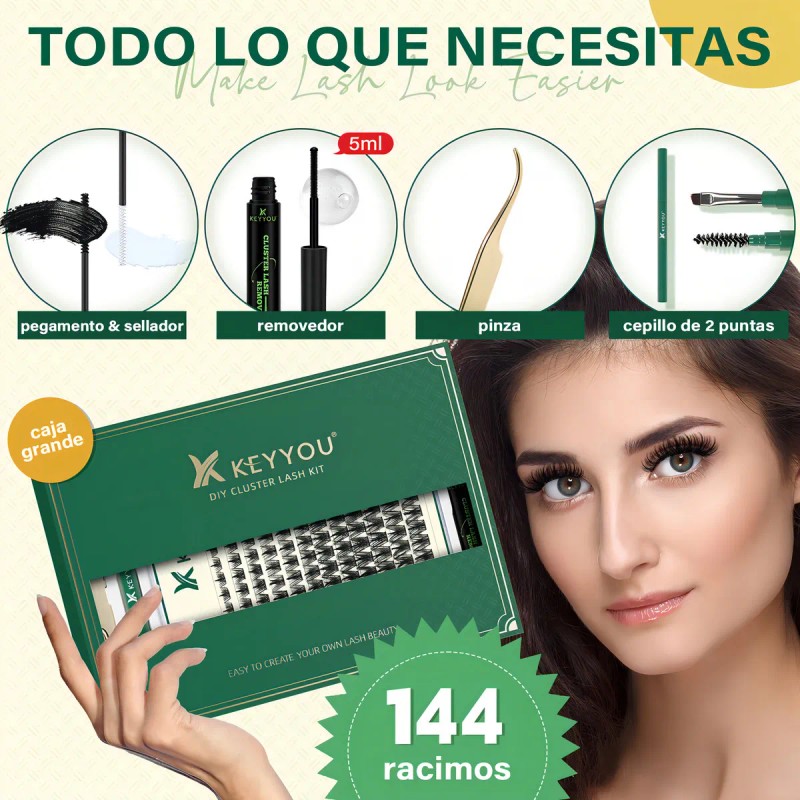 Extensiones De Pestañas Kit 144pcs Mixta Gruesa Chloe Laurel Espesor