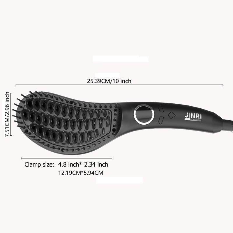 JINRI Volumizing Hair Iron, Hair Straightener Brush, Adjustable Temp, 360