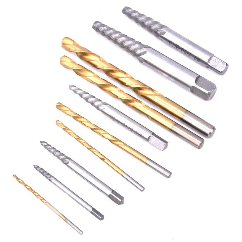 Left Handed Drill Bit and Extractor Set 10 PCS, Damaged