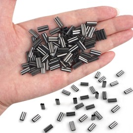 JOGFFDE Double Barrel Crimp Sleeves,100pcs Wire Rope Crimping Loop Sleeves Copper Ferrule Tube Crimping Sleeves Fishing Line Tube Connector Leader Rigging Tackle for Wire Rope Cable(Inner Dia. 1.6mm)