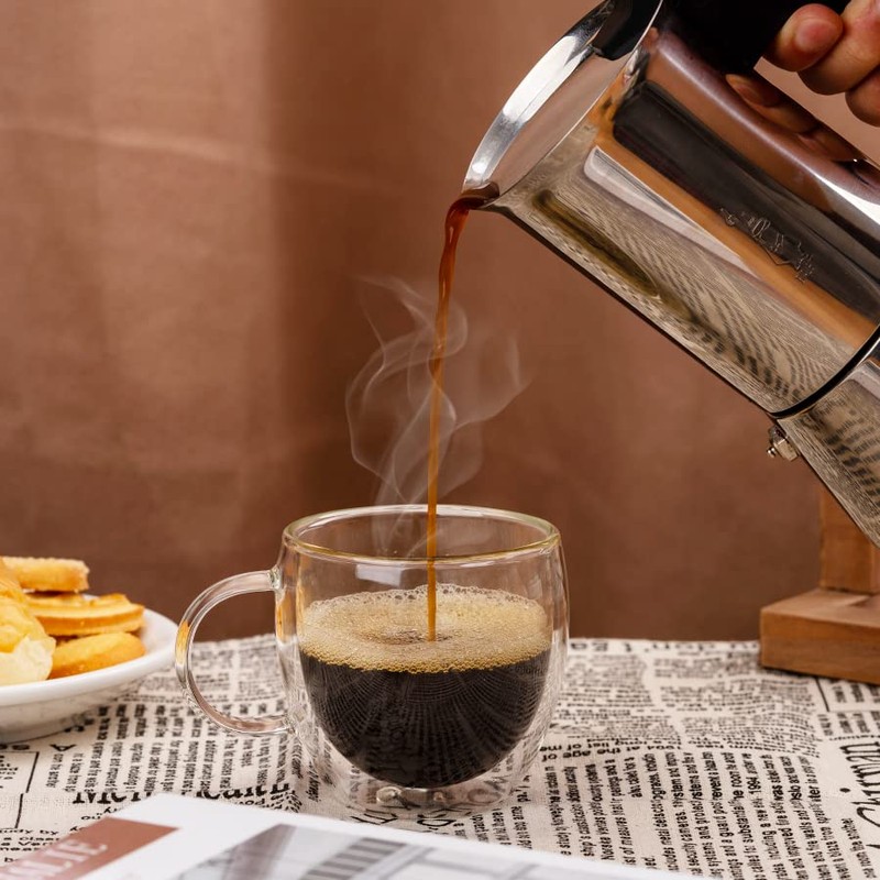 Stylusella Double Wall Glass Espresso Cups 5oz/150ml, A set of