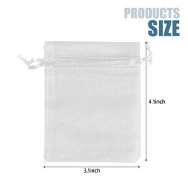 SimautHawk 50 Pcs White 3.1x4.1 inches Small Gift Bags,Good Sheer Organza Bags, Mesh Drawstring, Jewelry Gift for Wedding Favors, Festival Wrapping Supplies (White, 3.1x4.1 inches)