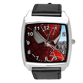 TAPORT Black Leather Square Watch for Fans of Superheroes e1