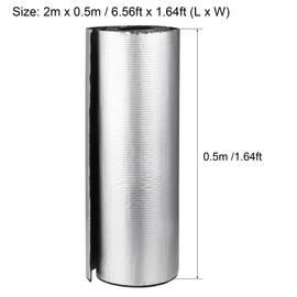 uxcell Insulation Sheet, 2mx0.5mx5mm Self-Adhesive Embossed Aluminum Foil Waterproof Heat Resistant Thermal Barrier, for Roof Wall HVAC Duct Pipe, Rubber Foam