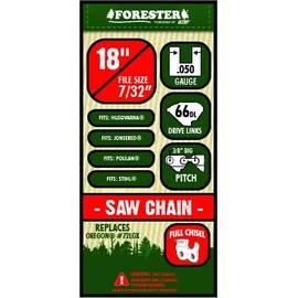 FORESTER FULL-CHISEL CHAINSAW CHAIN LOOP – Non-safety chain 3/8" | .050 Gauge | 66 Drives for 18" BAR | Serious Cutting Blade | Fits Stihl (66 Drives for 18" Bar)
