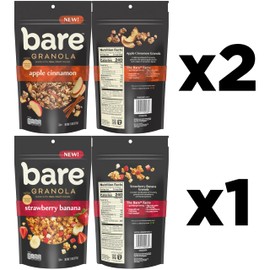 Bare Granola Cereal Variety Pack, 11 oz Bags (Pack of 3)