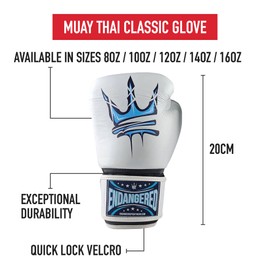 Muay Thai Classic Glove (Size 12) by Endangered Fightwear - Pair of Leather Boxing Gloves for Protection in Muay Thai and Intense Training - 5 Sizes - UK
