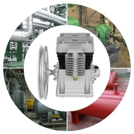 Air Compressor Pump, Industrial Compressor Head Pump Motor, 52.83Gal/min High-Speed Single Stage Twin Cylinder Air Compressor Pump Head Piston Style Splash Lubrication Pump for Automotive Industry