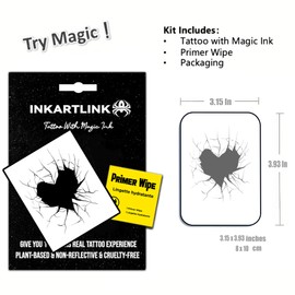 INKARTLINK Semi Permanent Tattoo, Temporary Tattoo, dark style, suitable for cool boys and girls, party tattoo, realistic waterproof tattoo (Heart Of Darkness)