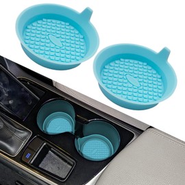 HQRNYP 2PCS Car Cup Holder Coaster, Automotive Cup Holders, Silicone Non-Slip Vehicle Cup Holder Insert Coaster, Car Accessories Waterproof Sift-Proof Spill Holders for SUV Sedan Truck (Light Blue)